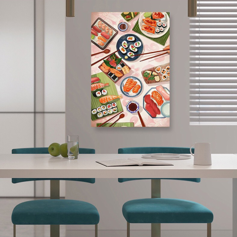 ซูชิ แซลมอน โปสเตอร์พิมพ์ลาย อ - Japanese Restaurant Lifestyle บทวิจารณ์และราคา