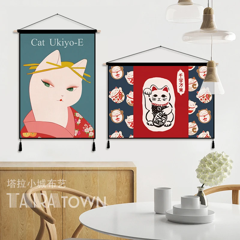 ญี่ปุ่น Lucky Cat ผ้าศิลปะอะนิ - Japanese Restaurant Lifestyle บทวิจารณ์และราคา